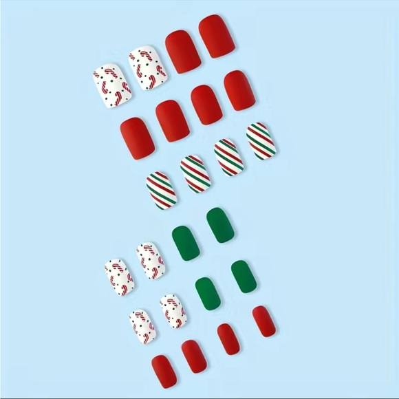 Acrylic Medium Square Tip Winter Wonderland Nails Manicure Holiday - Picture 6 of 7